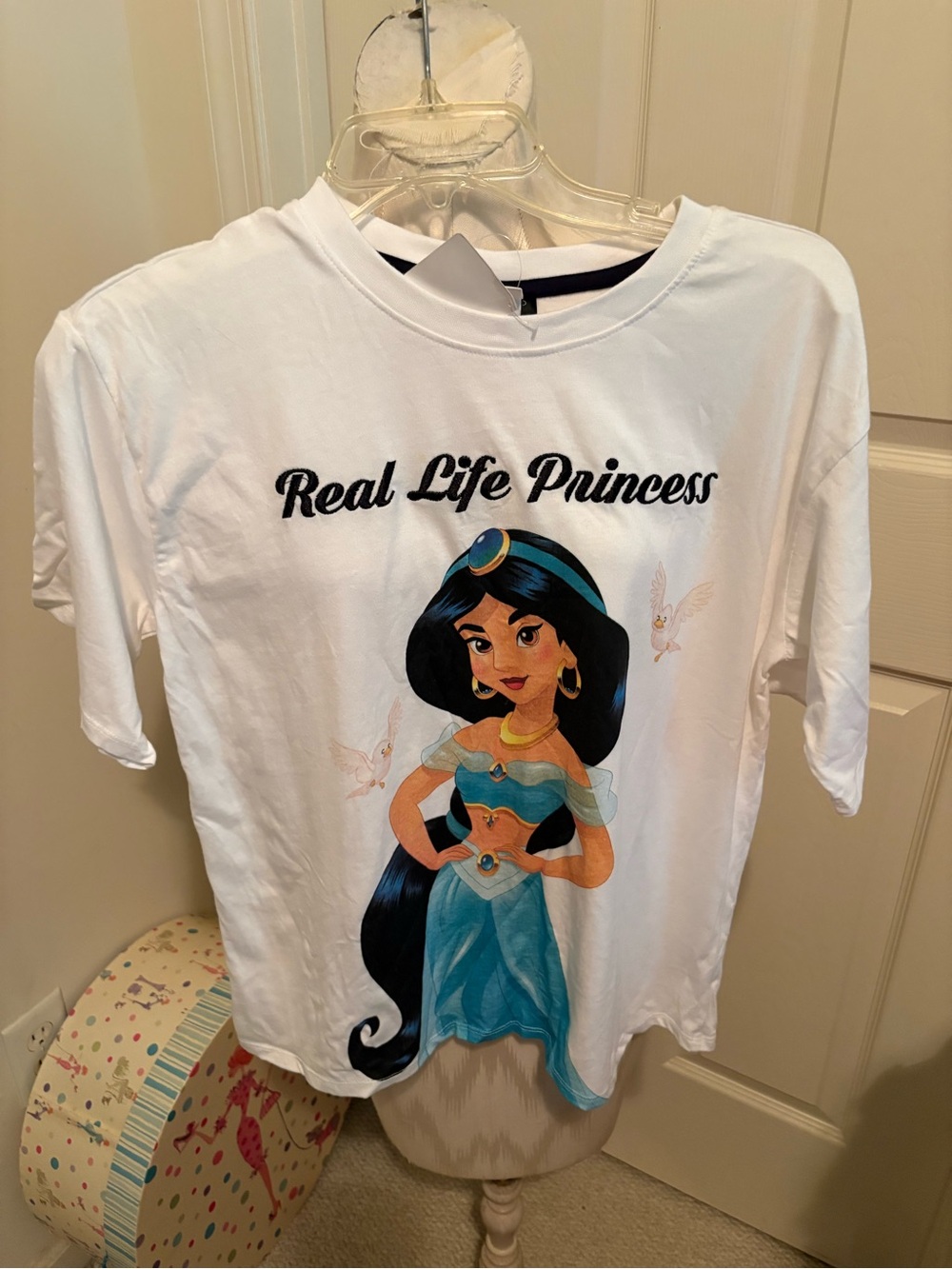 Topshop White Tee with Blue Princess Graphic NWT US 6